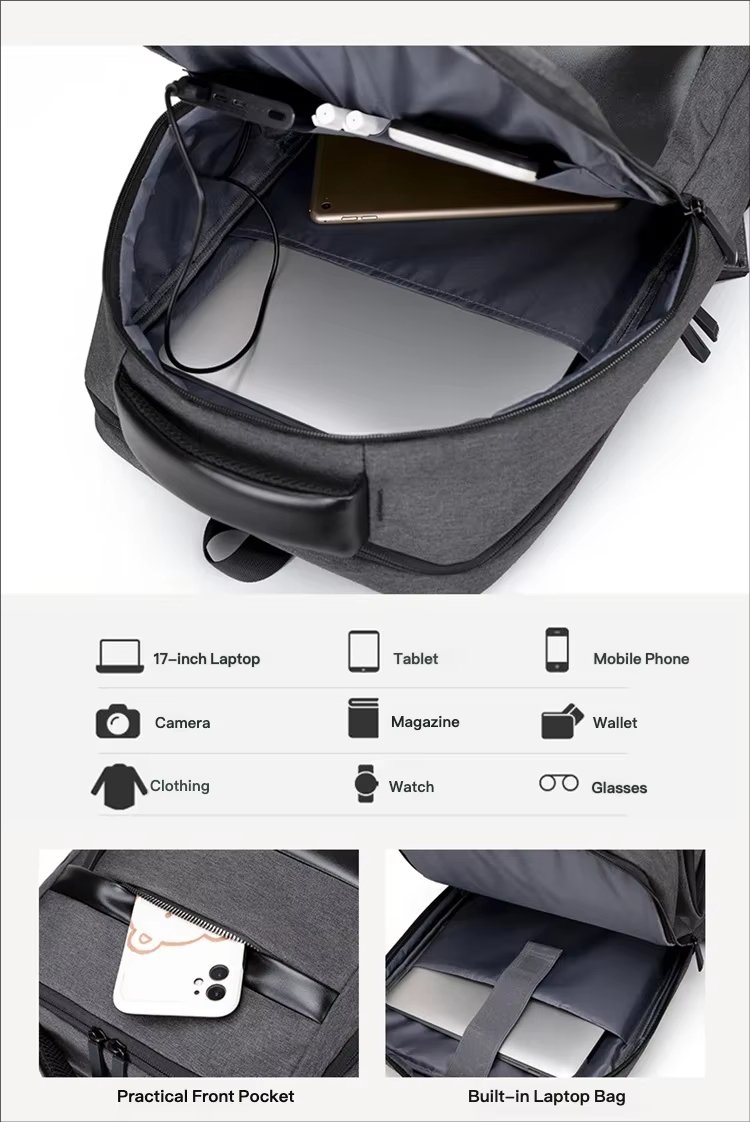 Large Capacity Lightweight USB Business Travel Oxford Laptop Backpack product detail
