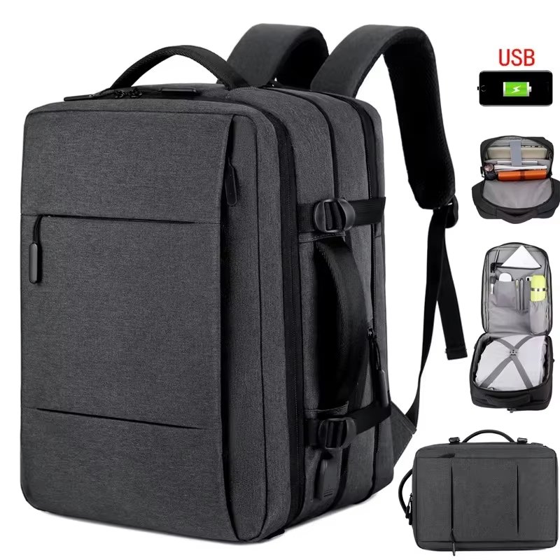 Water-Resistant Expandable USB Vintage Business Oxford Laptop Backpack product detail