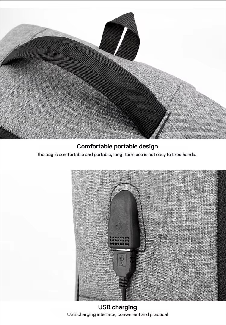 Large Capacity USB Modern Business Travel Nylon Laptop Backpack product detail