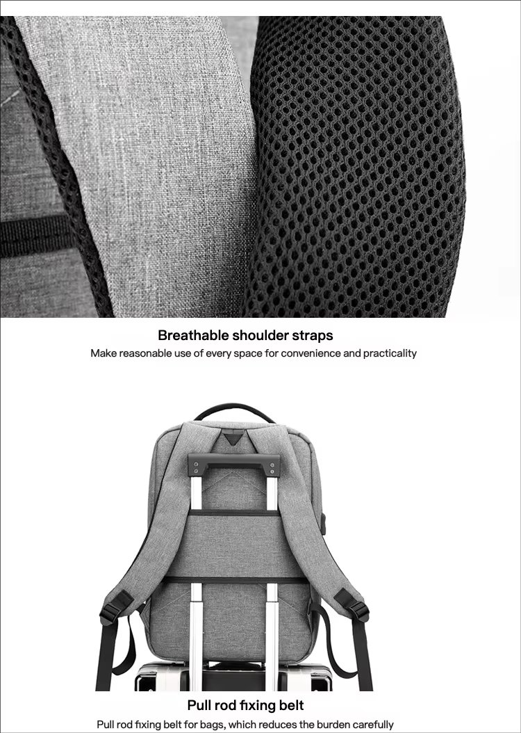 Large Capacity USB Modern Business Travel Nylon Laptop Backpack product detail