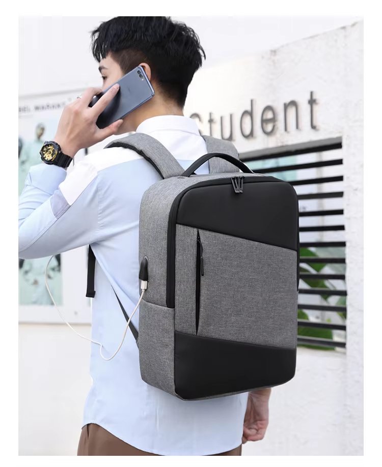 Large Capacity USB Modern Business Travel Nylon Laptop Backpack product detail