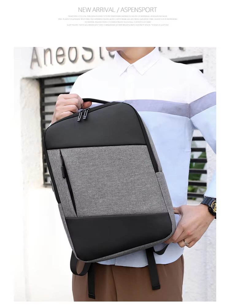 Large Capacity USB Modern Business Travel Nylon Laptop Backpack product detail