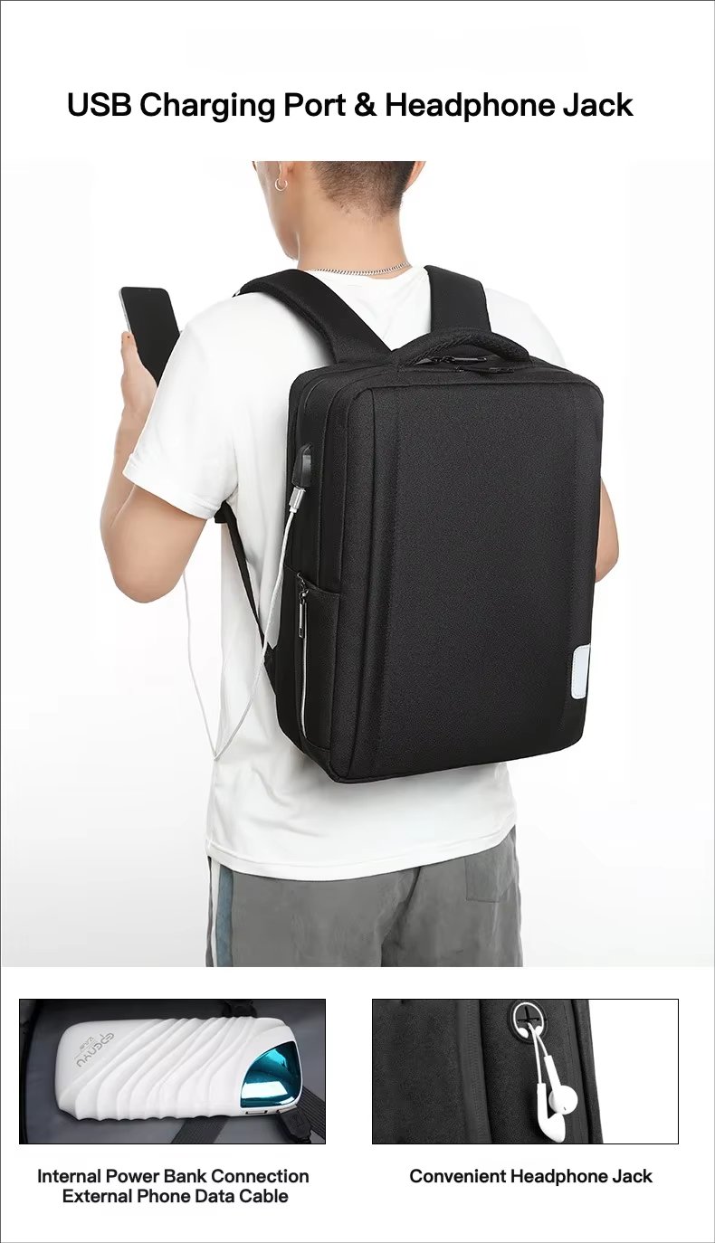 Anti-Theft Water-Resistant Large Capacity USB Business Polyester Laptop Backpack product detail