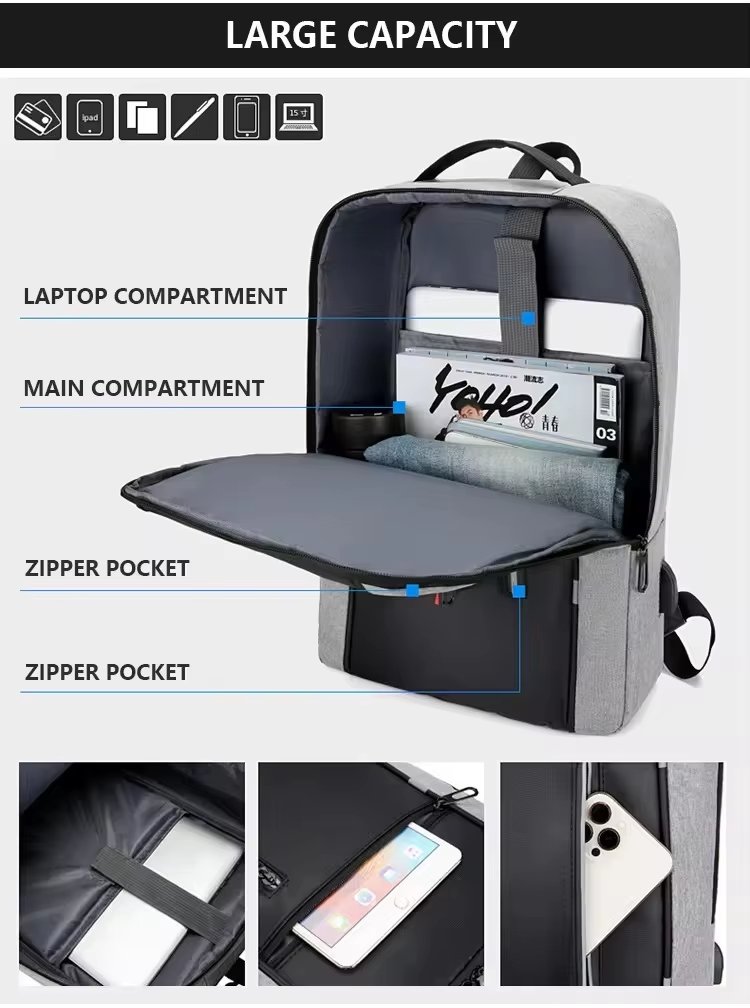 Anti-Theft Water-Resistant USB Vintage Business Oxford Laptop Backpack product detail