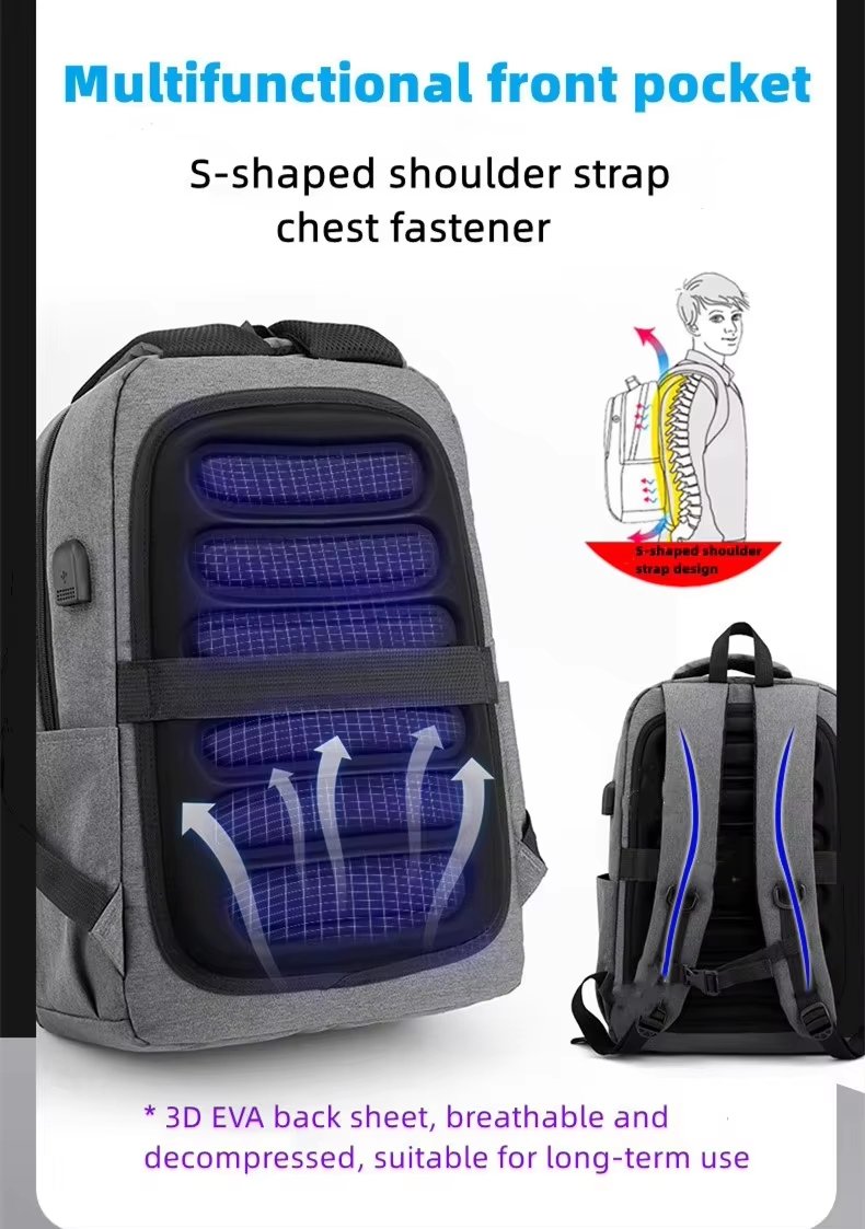 Anti-Theft Water-Resistant Lightweight USB Outdoor Nylon Laptop Backpack product detail