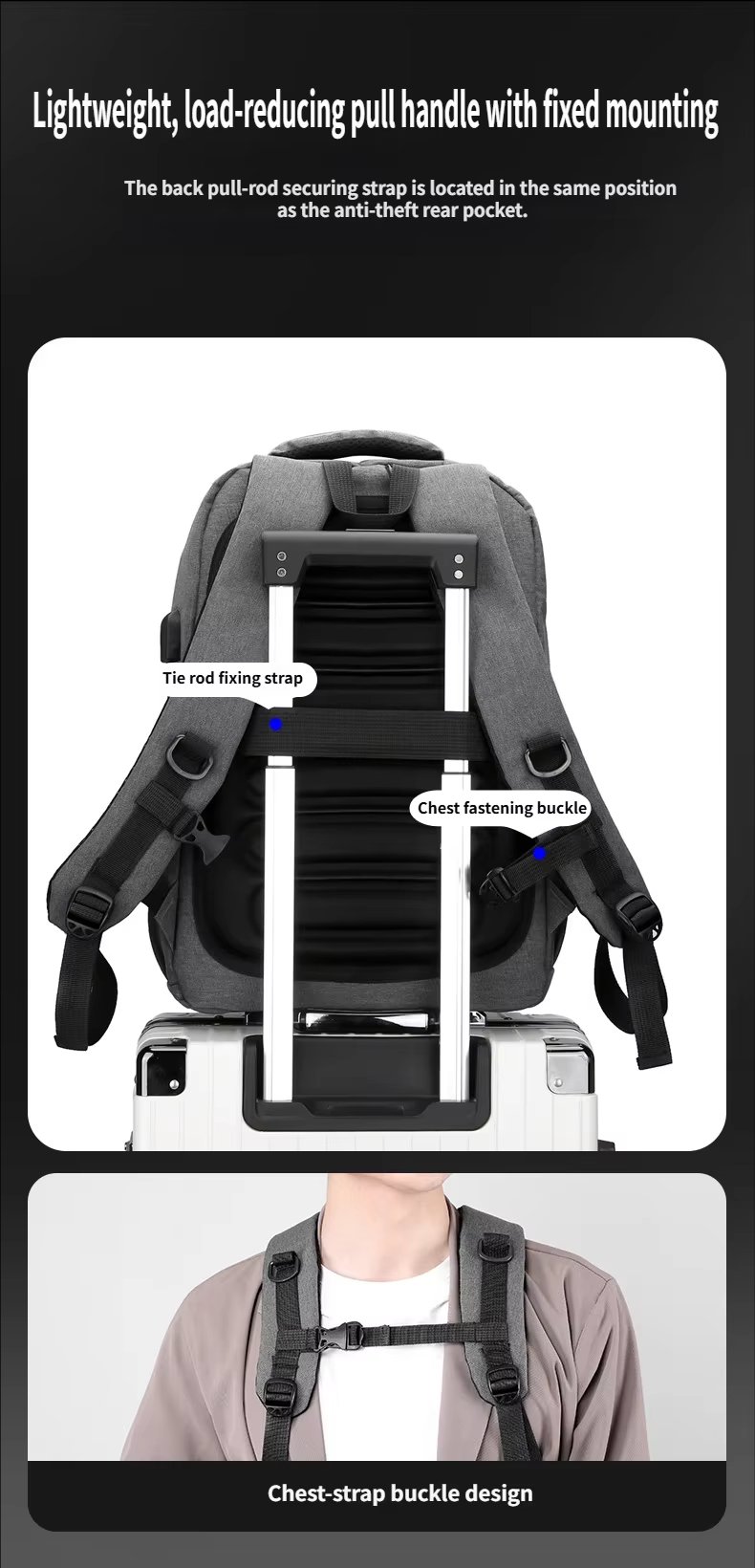 Anti-Theft Water-Resistant Lightweight USB Outdoor Nylon Laptop Backpack product detail