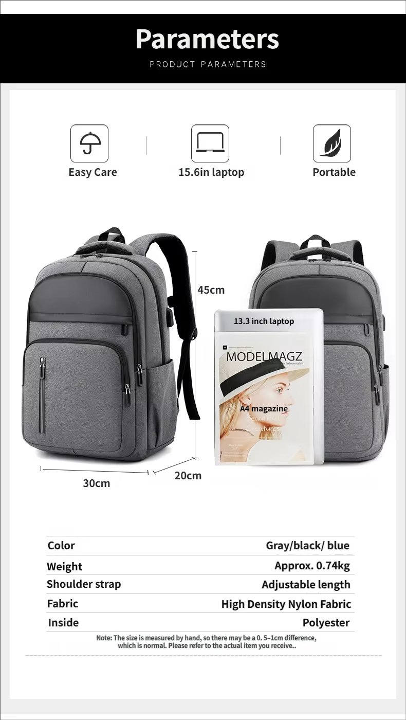 Anti-Theft Water-Resistant Lightweight USB Outdoor Nylon Laptop Backpack product detail