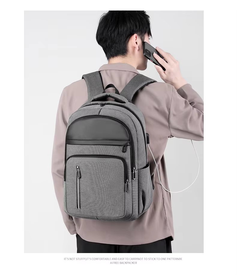 Anti-Theft Water-Resistant Lightweight USB Outdoor Nylon Laptop Backpack product detail