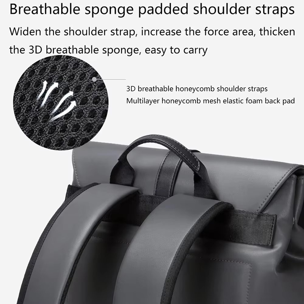 Anti-Theft Water-Resistant Lightweight USB Vintage Leather Laptop Backpack product detail
