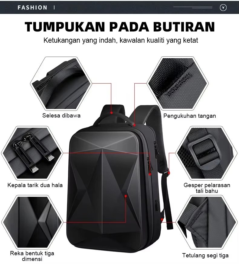Anti-Theft Water-Resistant USB Modern Business ABS Laptop Backpack product detail