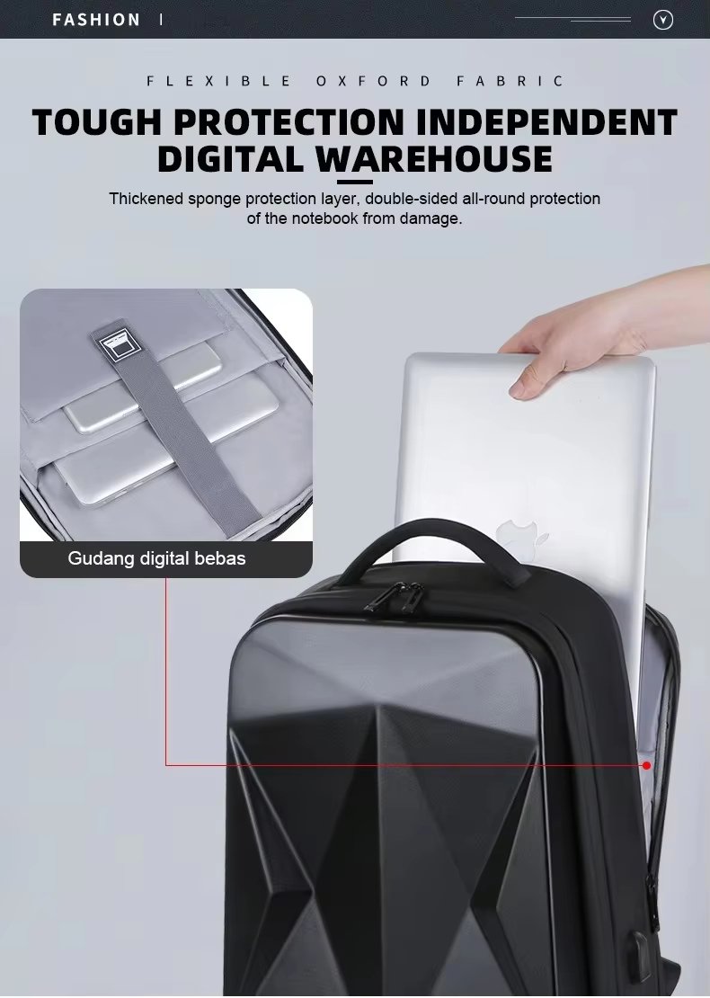 Anti-Theft Water-Resistant USB Modern Business ABS Laptop Backpack product detail