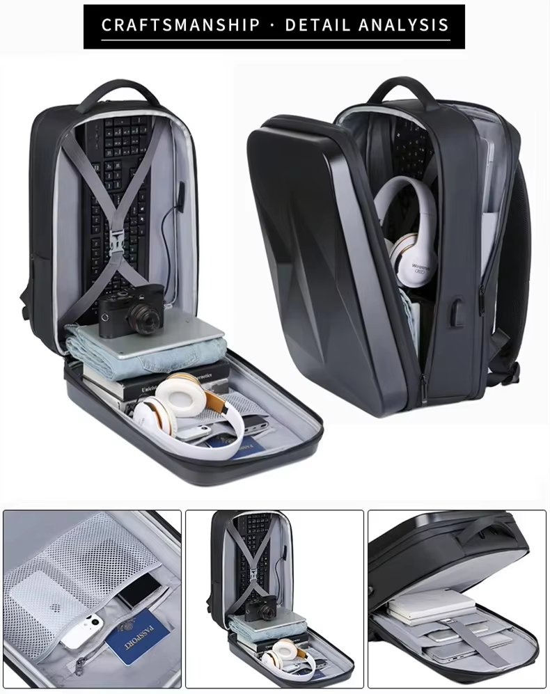 Anti-Theft Water-Resistant USB Modern Business ABS Laptop Backpack product detail