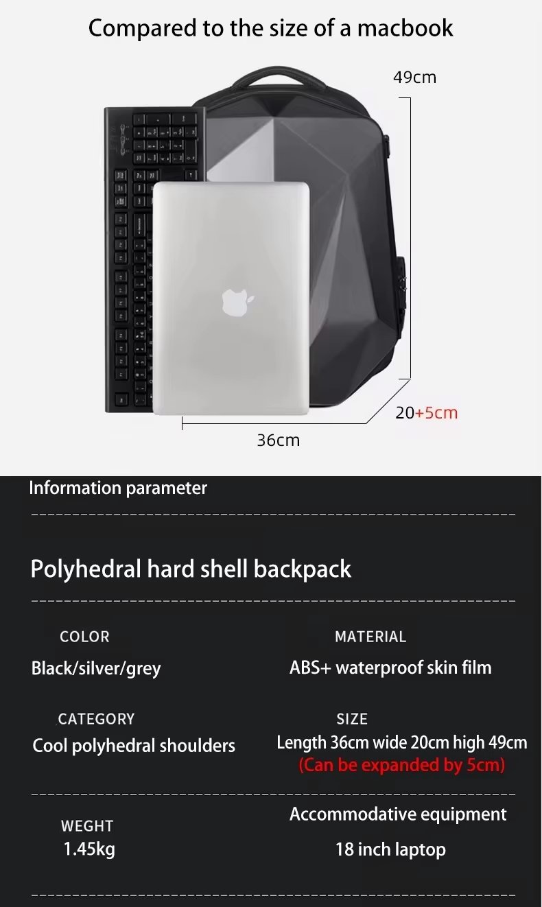 Anti-Theft Large Capacity Expandable USB Modern ABS Laptop Backpack product detail