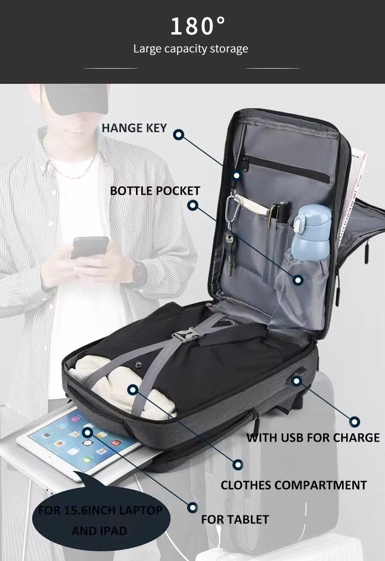Anti-Theft USB Vintage Modern Business Oxford Laptop Backpack product detail