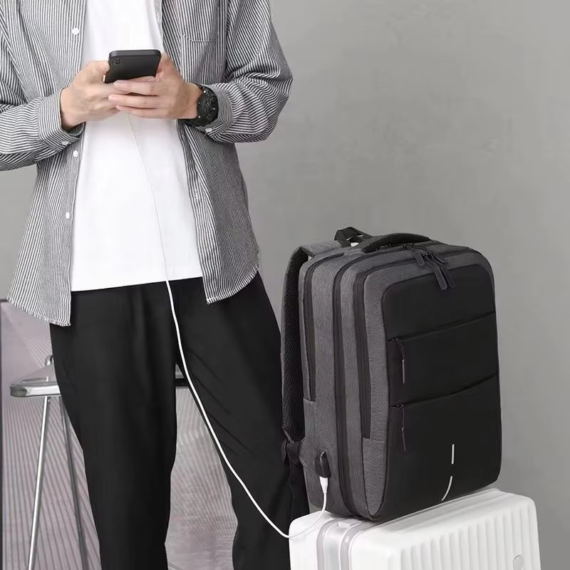 Anti-Theft USB Vintage Modern Business Oxford Laptop Backpack product detail
