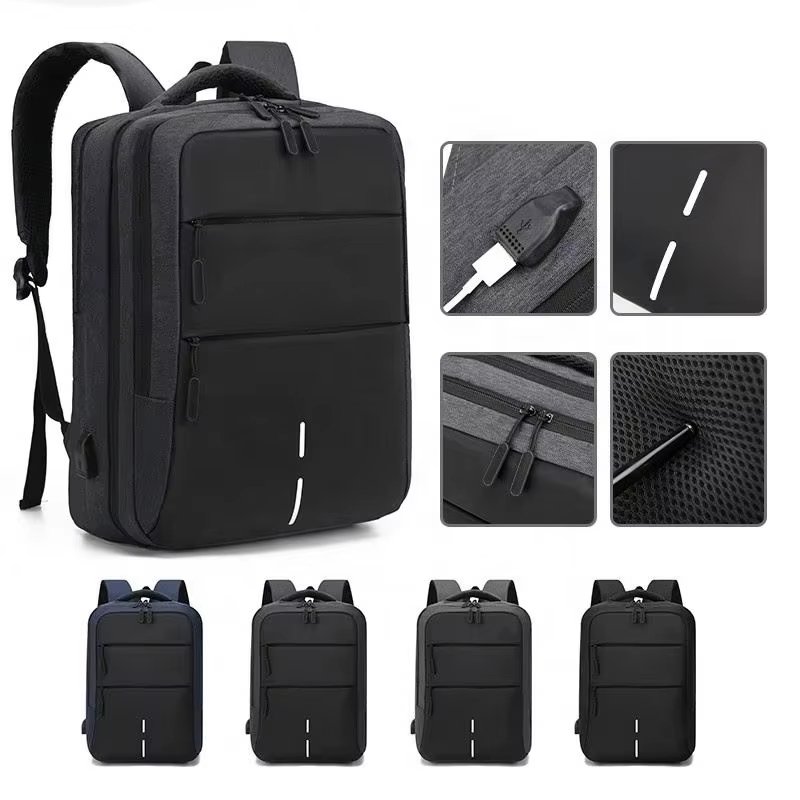 Anti-Theft USB Vintage Modern Business Oxford Laptop Backpack product detail