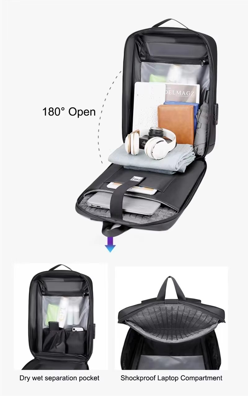 Anti-Theft Water-Resistant USB Vintage Travel ABS Hard-Shell Backpack product detail