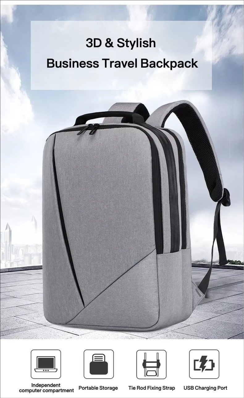 Custom Lightweight Waterproof Oxford Business Laptop Backpack with USB Large Capacity Portable College Student School Travel Bag detail image