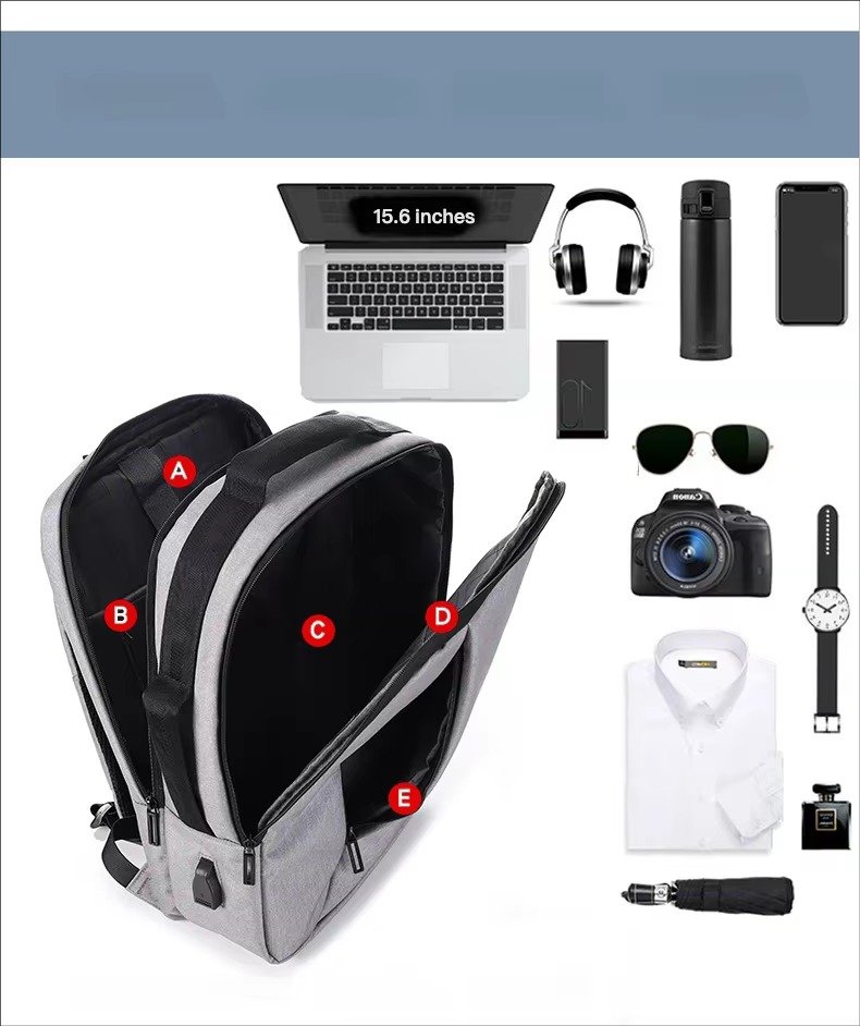 Custom Lightweight Waterproof Oxford Business Laptop Backpack with USB Large Capacity Portable College Student School Travel Bag detail image