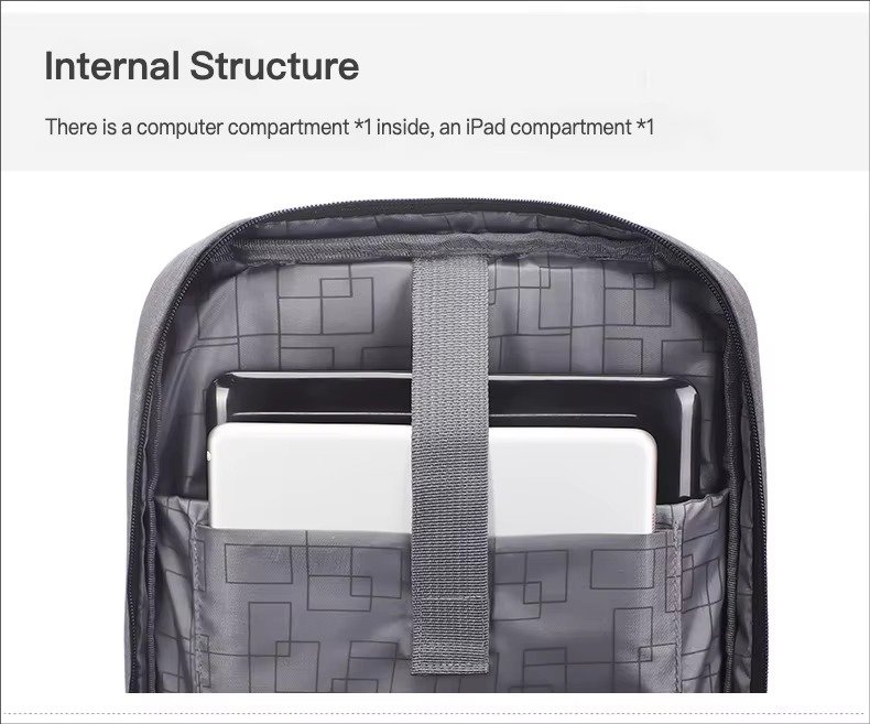 Custom Lightweight Waterproof Oxford Business Laptop Backpack with USB Large Capacity Portable College Student School Travel Bag detail image