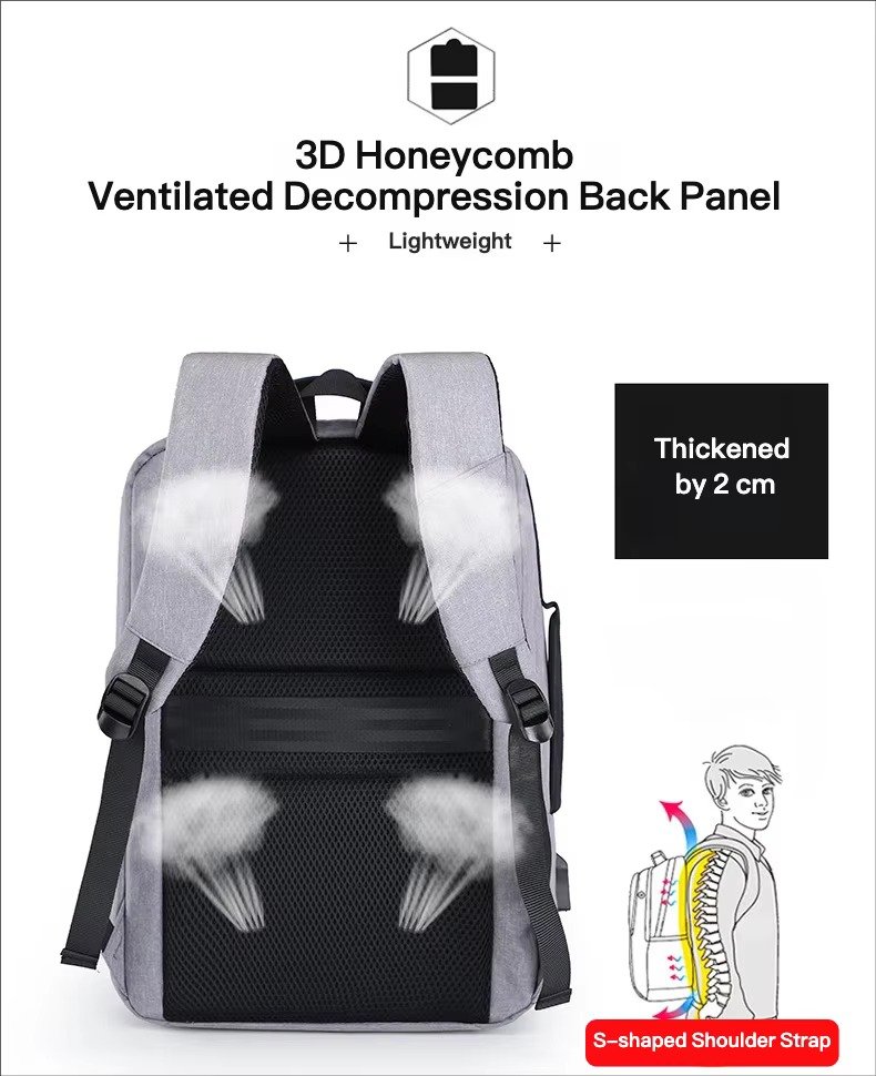 Custom Lightweight Waterproof Oxford Business Laptop Backpack with USB Large Capacity Portable College Student School Travel Bag detail image