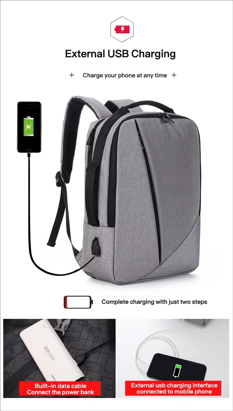 Custom Lightweight Waterproof Oxford Business Laptop Backpack with USB Large Capacity Portable College Student School Travel Bag detail image