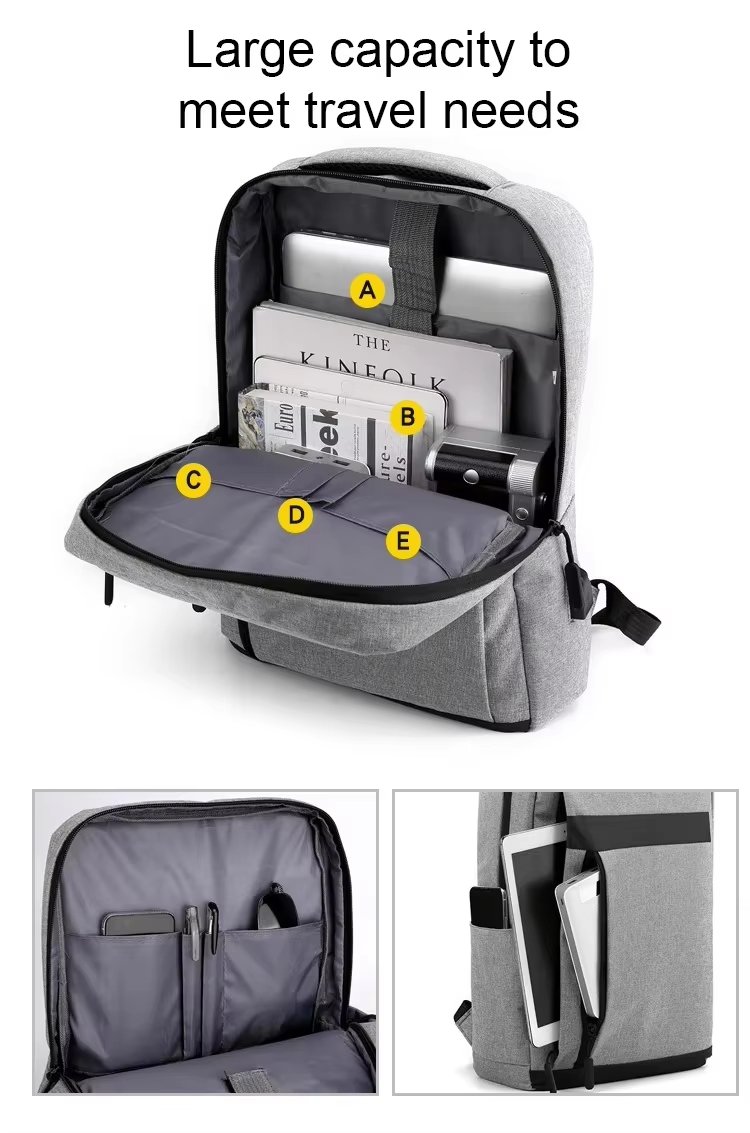 Anti-Theft Water-Resistant USB Modern Business Nylon Laptop Backpack product detail