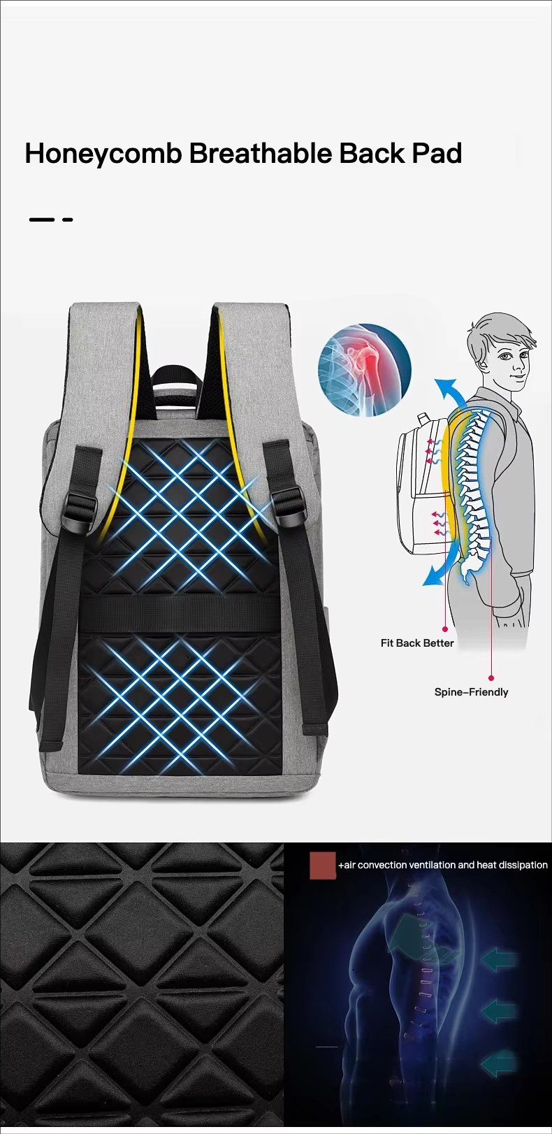 Water-Resistant Large Capacity Business Travel School Oxford Laptop Backpack product detail