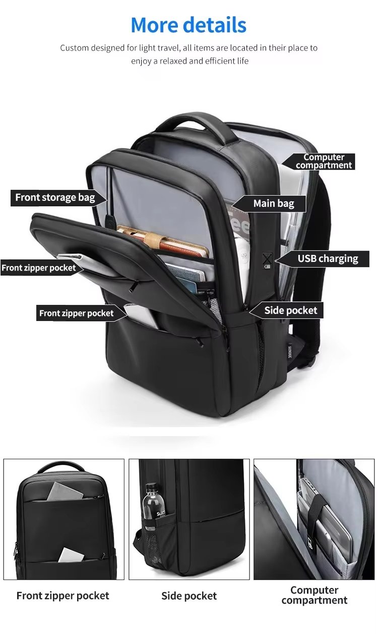 Water-Resistant Large Capacity USB Business Travel Oxford Laptop Backpack product detail