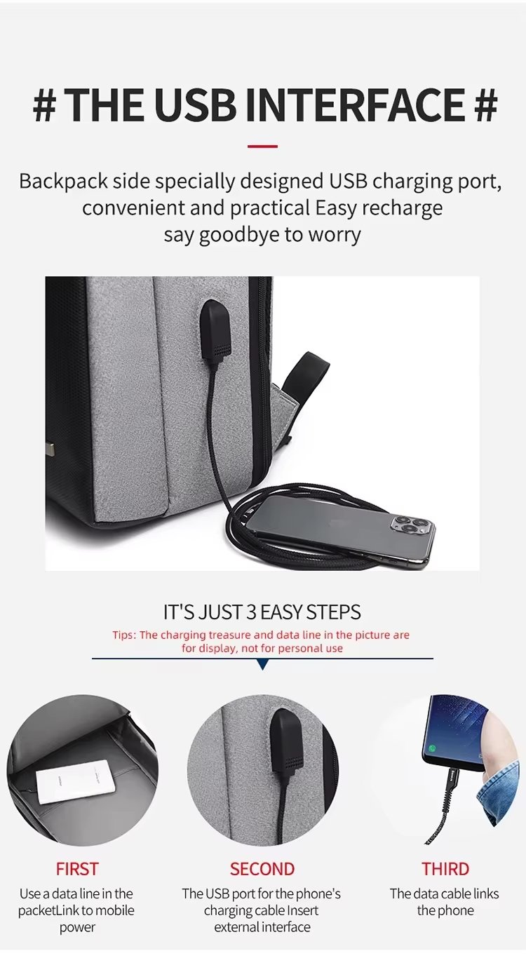 Water-Resistant Large Capacity USB Business Travel Oxford Laptop Backpack product detail