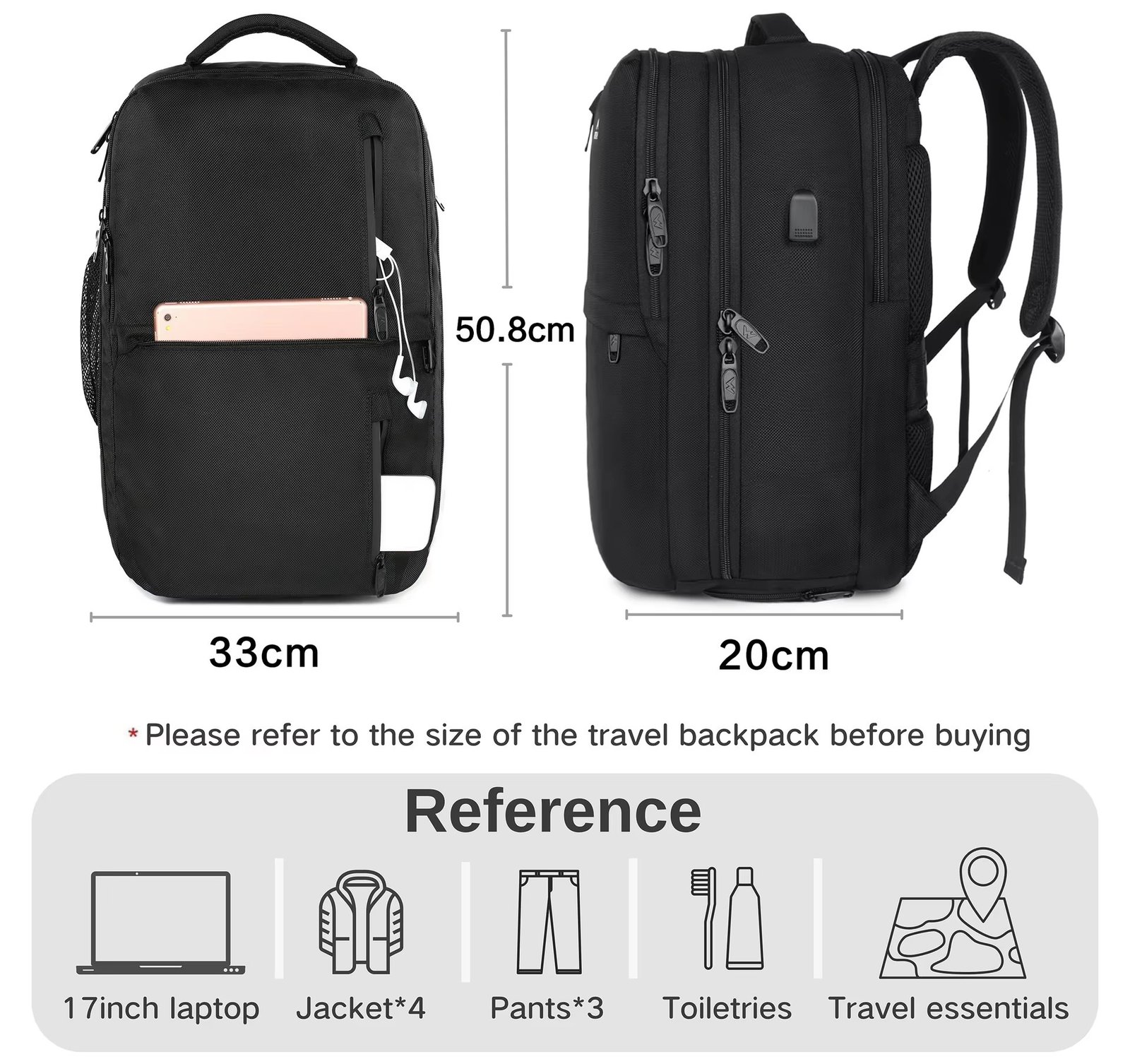 Custom Laptop Backpack Carry-On Dayback Flight Approved Luggage with Shoe Compartment Weekend Overnight Business Travel Backpack detail image