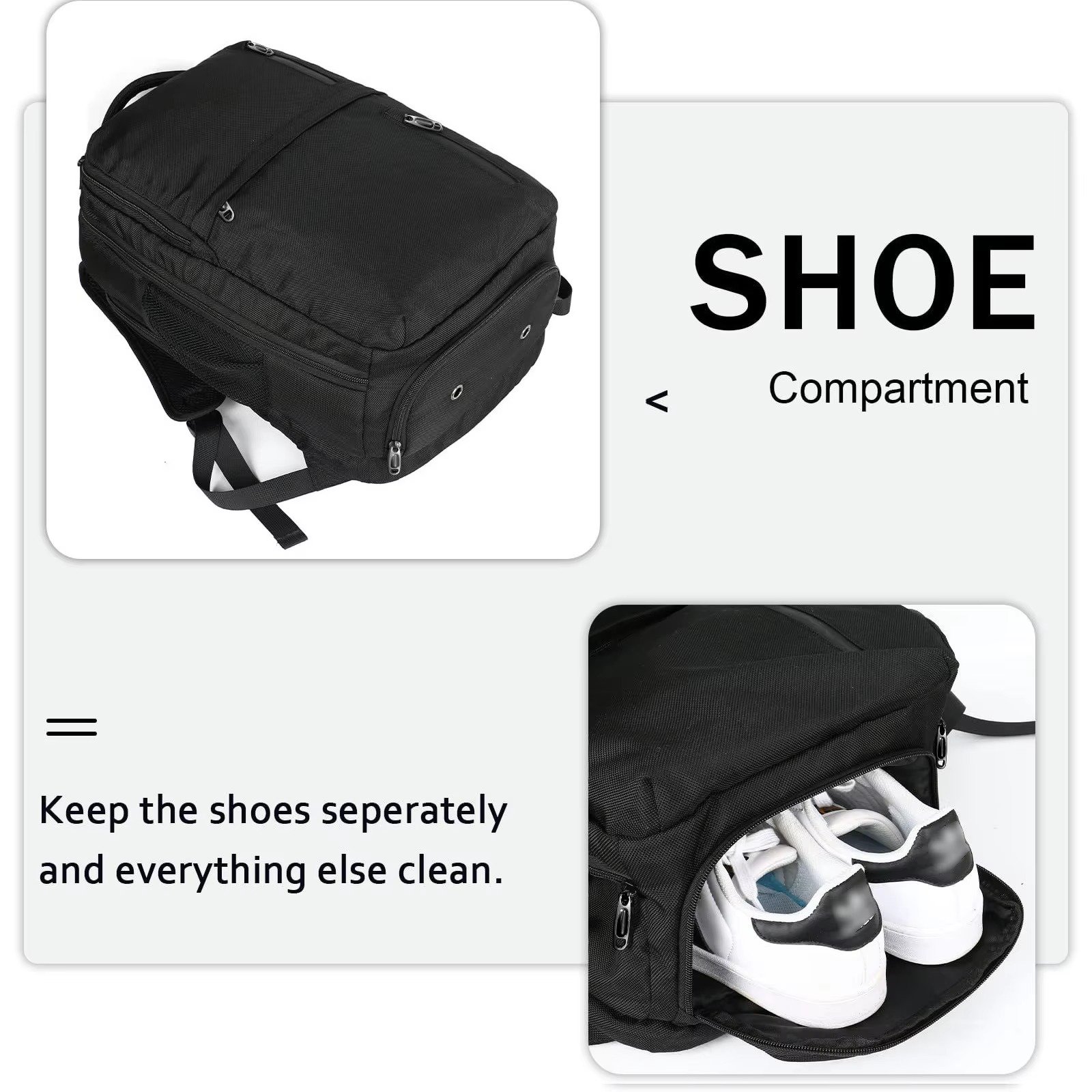 Custom Laptop Backpack Carry-On Dayback Flight Approved Luggage with Shoe Compartment Weekend Overnight Business Travel Backpack detail image