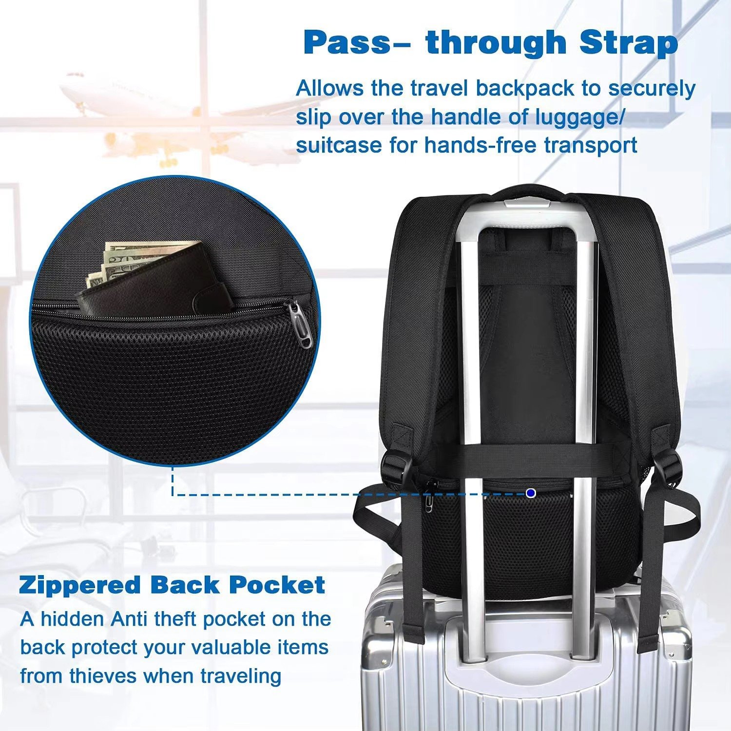 Custom Laptop Backpack Carry-On Dayback Flight Approved Luggage with Shoe Compartment Weekend Overnight Business Travel Backpack detail image