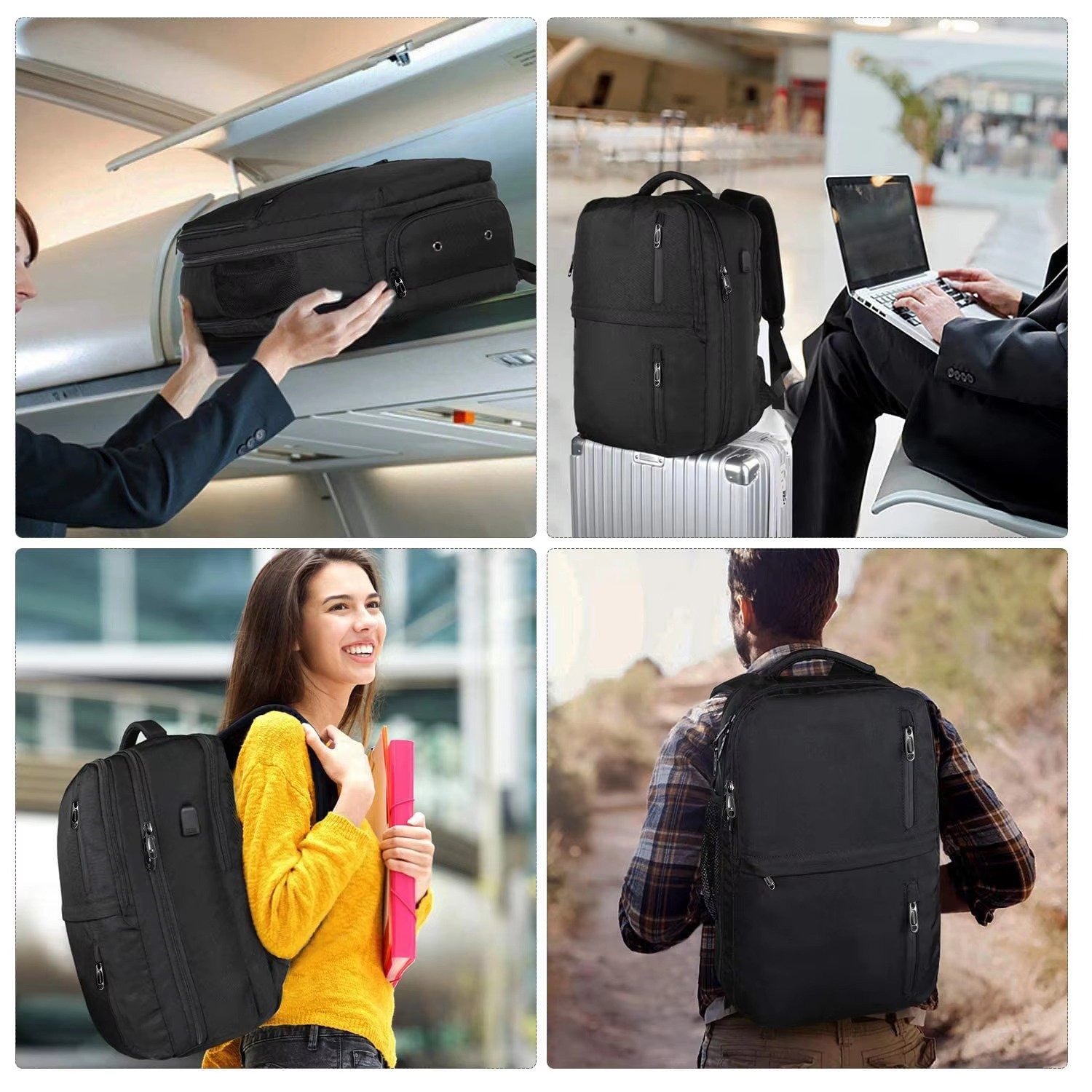 Custom Laptop Backpack Carry-On Dayback Flight Approved Luggage with Shoe Compartment Weekend Overnight Business Travel Backpack detail image