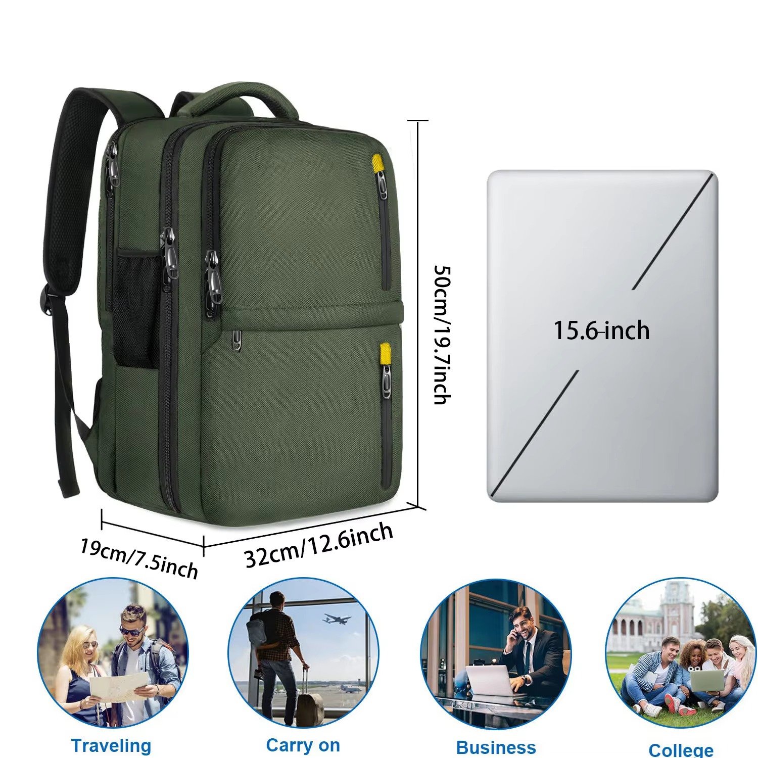 Custom Laptop Backpack Carry-On Dayback Flight Approved Luggage with Shoe Compartment Weekend Overnight Business Travel Backpack detail image