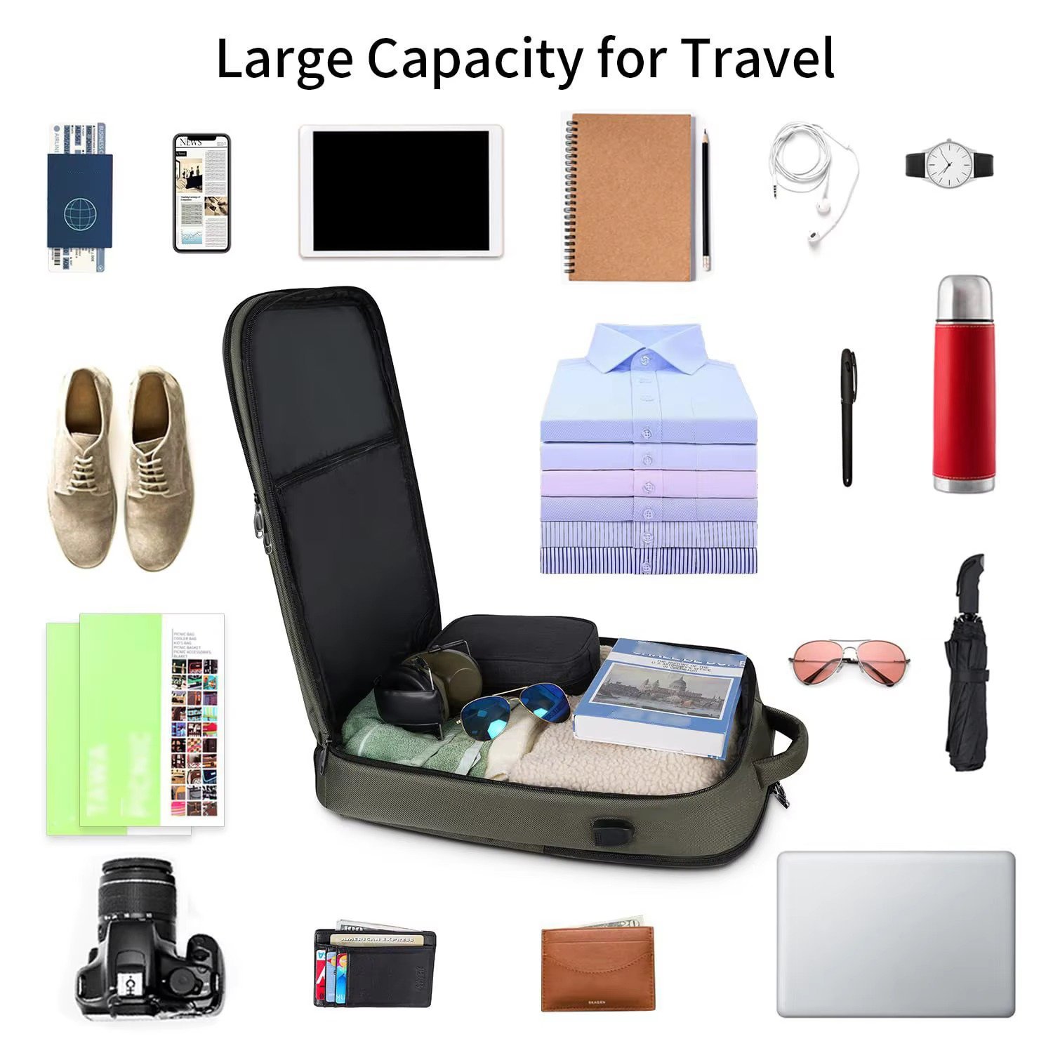 Custom Laptop Backpack Carry-On Dayback Flight Approved Luggage with Shoe Compartment Weekend Overnight Business Travel Backpack detail image