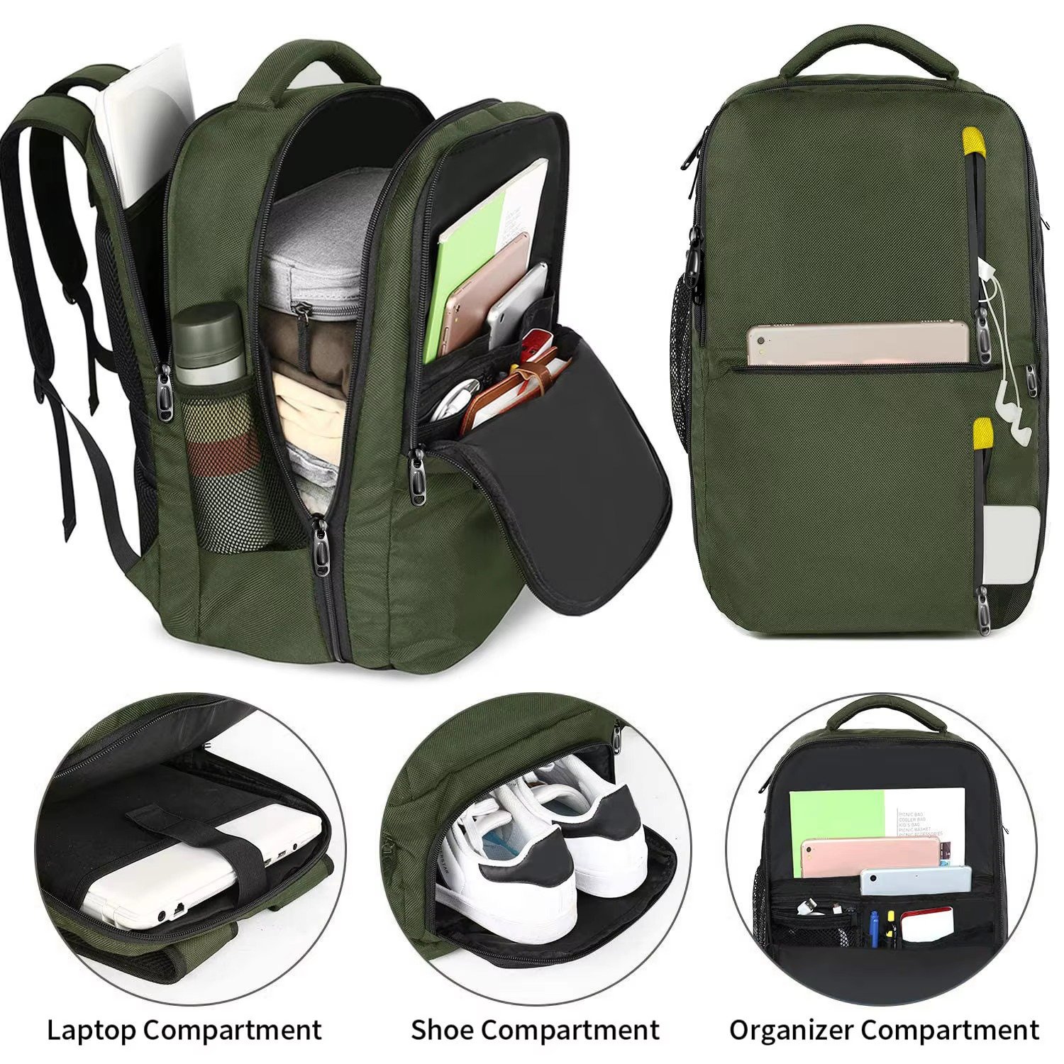 Custom Laptop Backpack Carry-On Dayback Flight Approved Luggage with Shoe Compartment Weekend Overnight Business Travel Backpack detail image