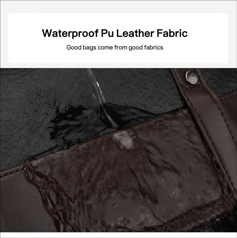 Water-Resistant Vintage Business School PU Leather Roll Top Backpack product detail
