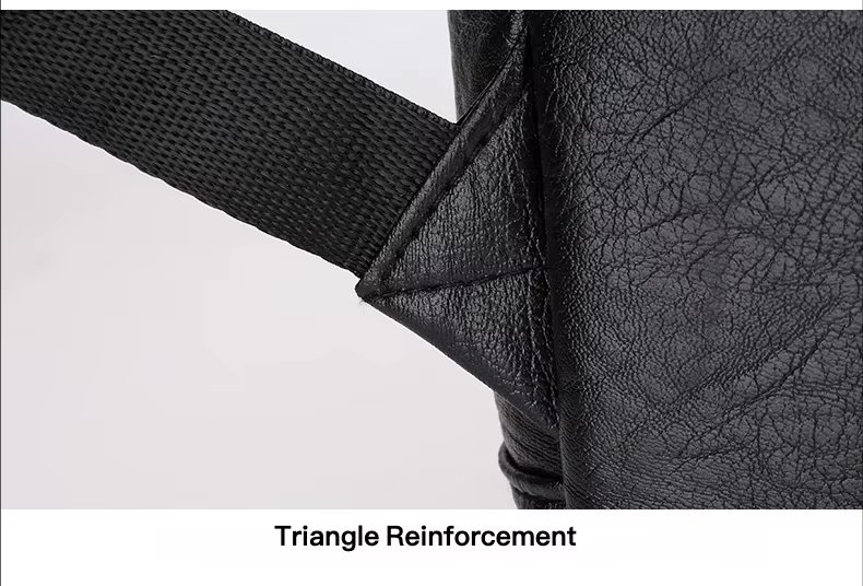 Water-Resistant Vintage Business School PU Leather Roll Top Backpack product detail