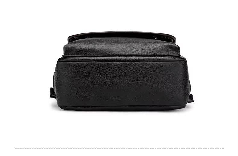 Water-Resistant Vintage Business School PU Leather Roll Top Backpack product detail