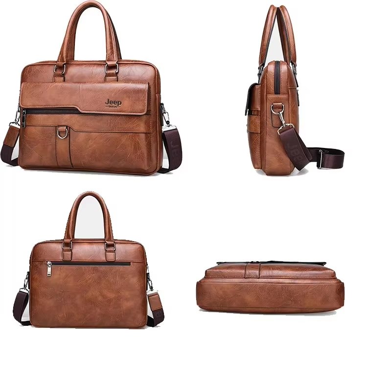 Custom PU Genuine Leather Laptop Briefcase Waterproof Messenger Crossbody Shoulder Dayback Travel Business Outdoor - product detail
