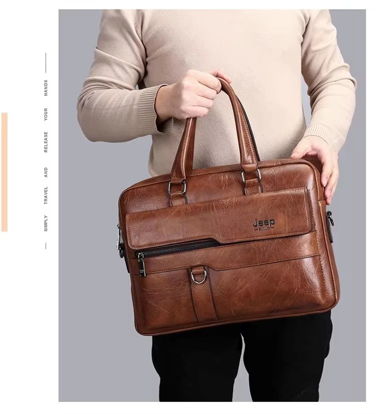 Custom PU Genuine Leather Laptop Briefcase Waterproof Messenger Crossbody Shoulder Dayback Travel Business Outdoor - product detail