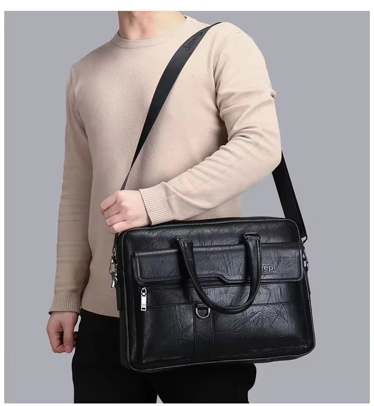 Custom PU Genuine Leather Laptop Briefcase Waterproof Messenger Crossbody Shoulder Dayback Travel Business Outdoor - product detail