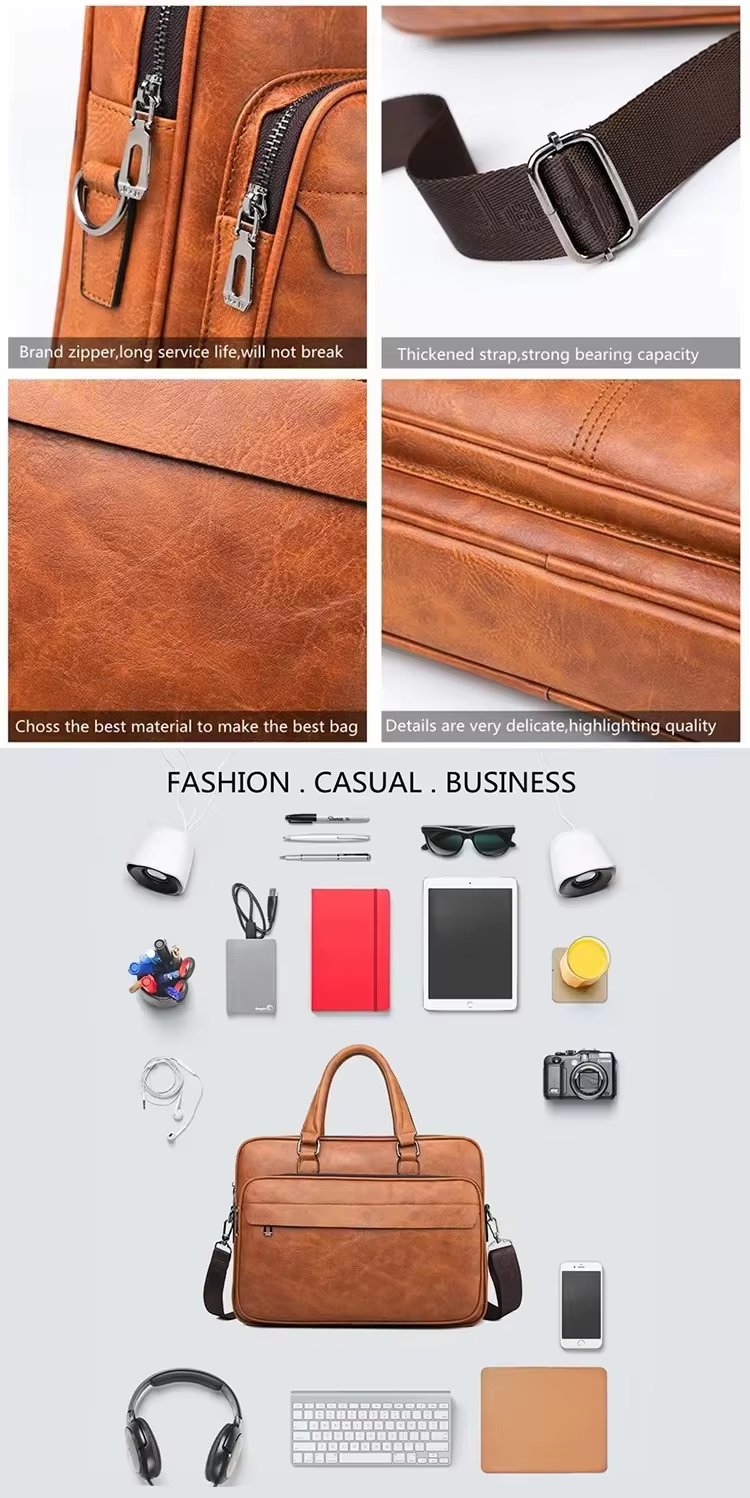 Unisex New Totes PU Leather Briefcase Laptop Handbags Office Male Bag Bag - product detail