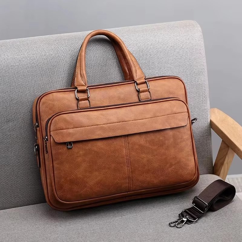 Unisex New Totes PU Leather Briefcase Laptop Handbags Office Male Bag Bag - product detail