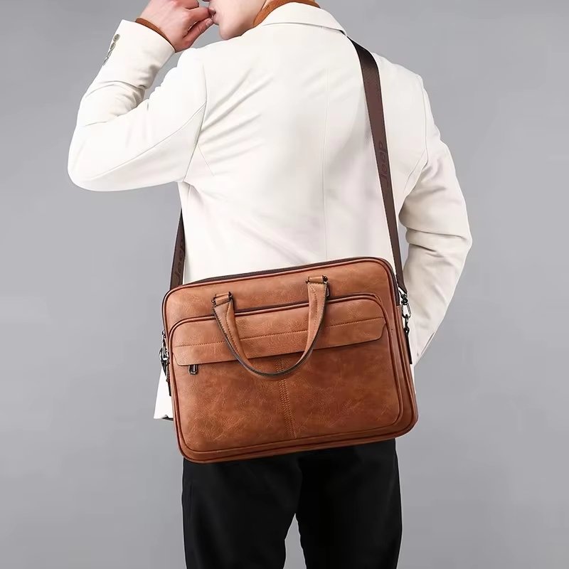 Unisex New Totes PU Leather Briefcase Laptop Handbags Office Male Bag Bag - product detail