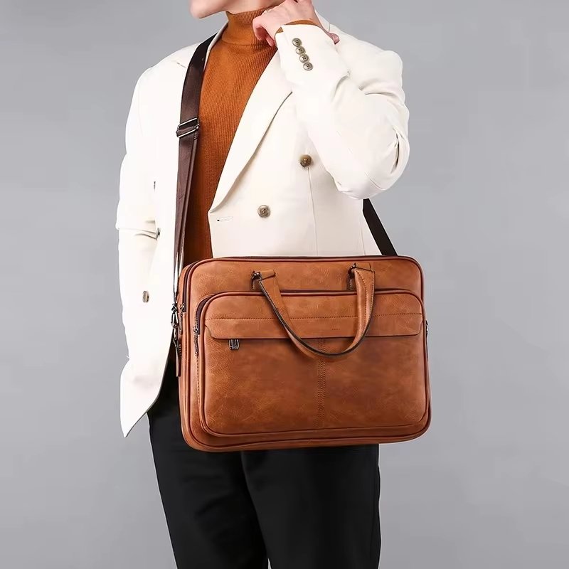 Unisex New Totes PU Leather Briefcase Laptop Handbags Office Male Bag Bag - product detail