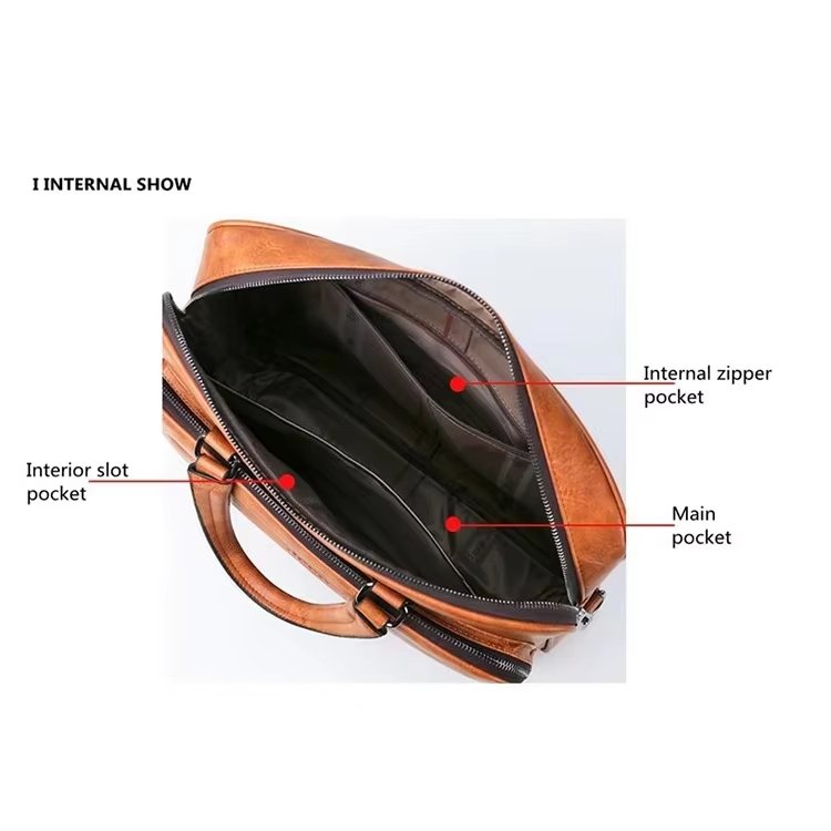 Unisex New Totes PU Leather Briefcase Laptop Handbags Office Male Bag Bag - product detail