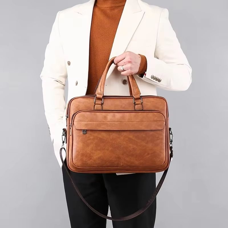 Unisex New Totes PU Leather Briefcase Laptop Handbags Office Male Bag Bag - product detail