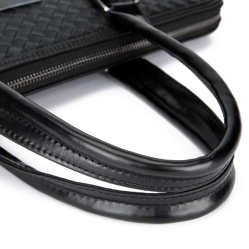 New Designer Unisex PU Leather Laptop Tote Shoulder Briefcase Bag Waterproof Business With Plaid For Men - product detail